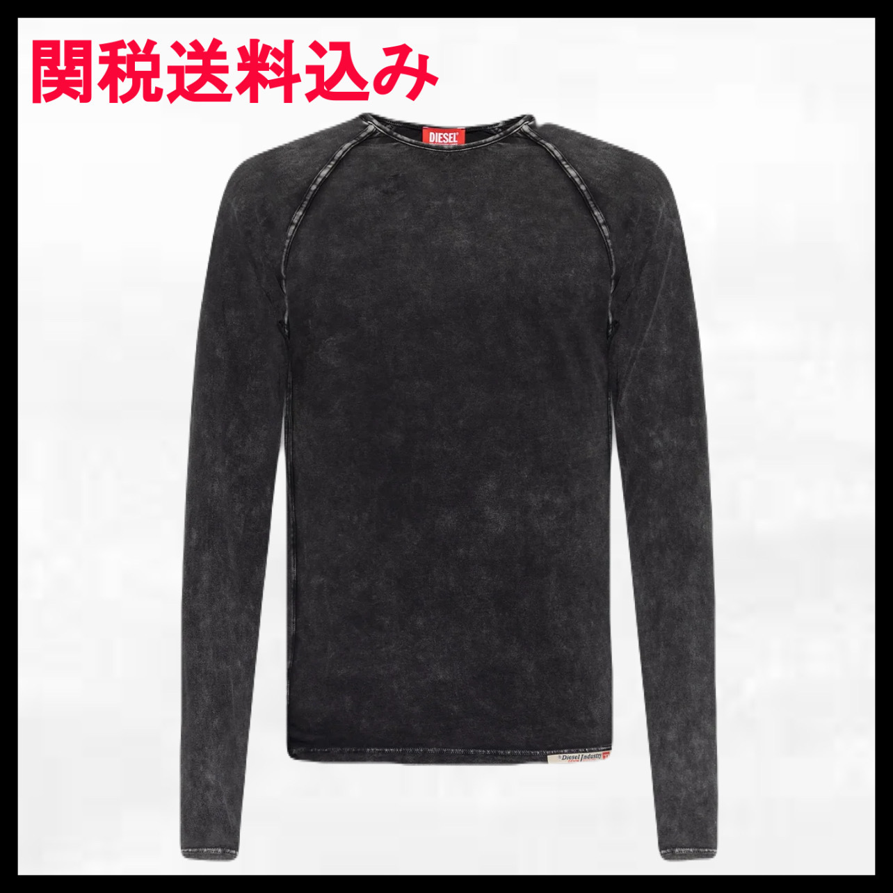 DIESEL ロングスリーブ Tシャツ ブラック メンズ ロゴタグ