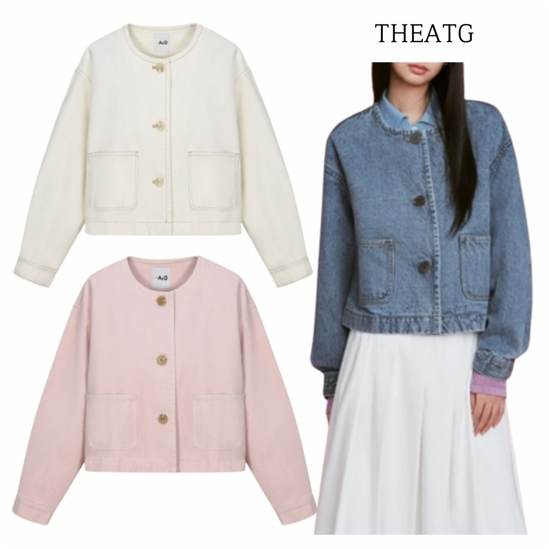 【THEATG】25SS ラウンドネック デニム ジャケット♡25SS