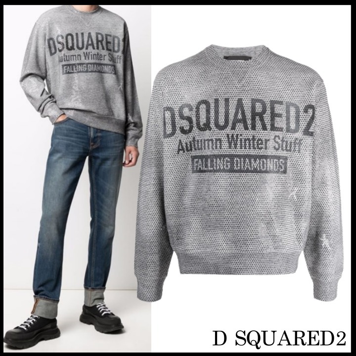 関税送料込◆D SQUARED2◆ラインストーン付き ロゴ トレーナー