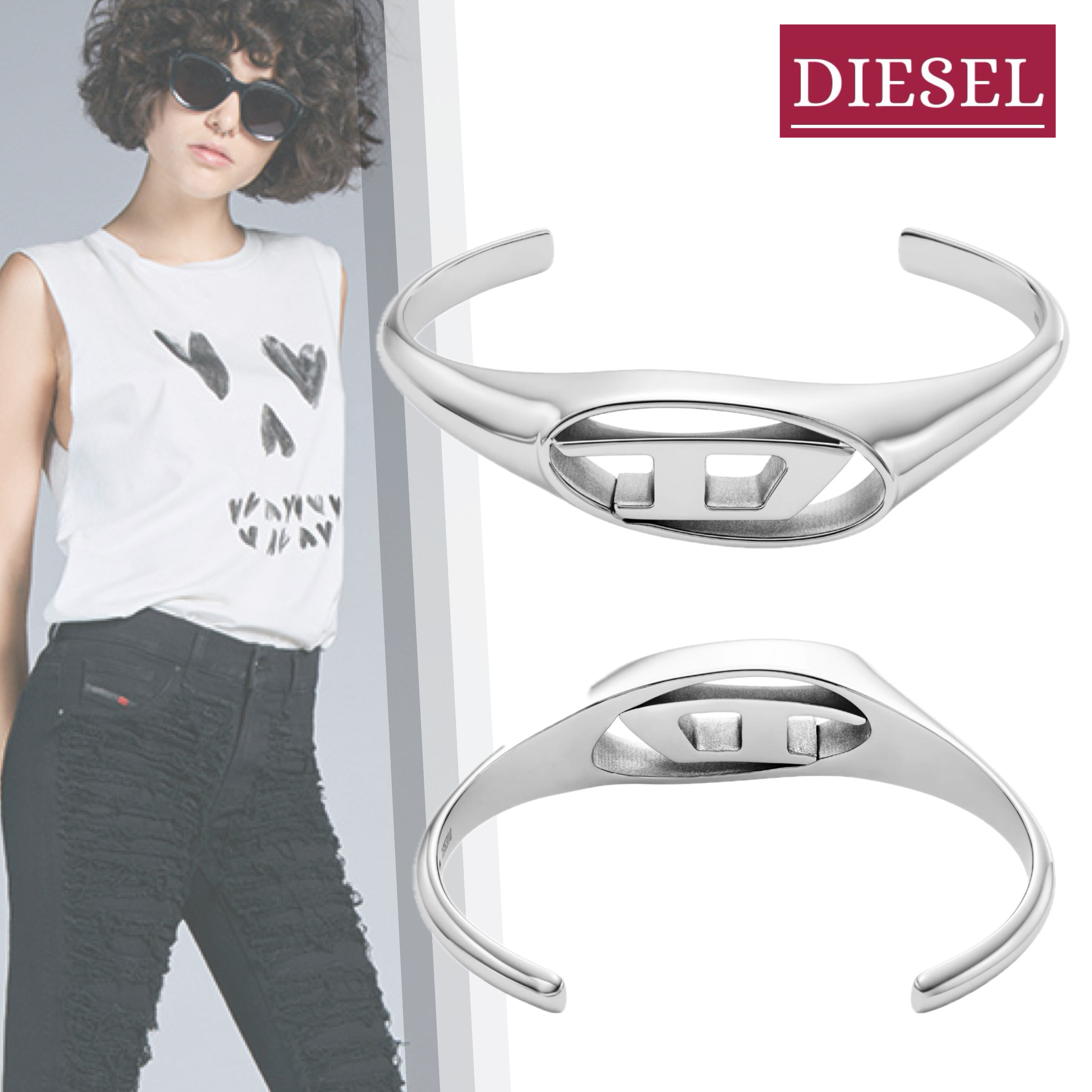 国内直営【DIESEL】DX1597040 JEWEL カフブレスレット オーバルD
