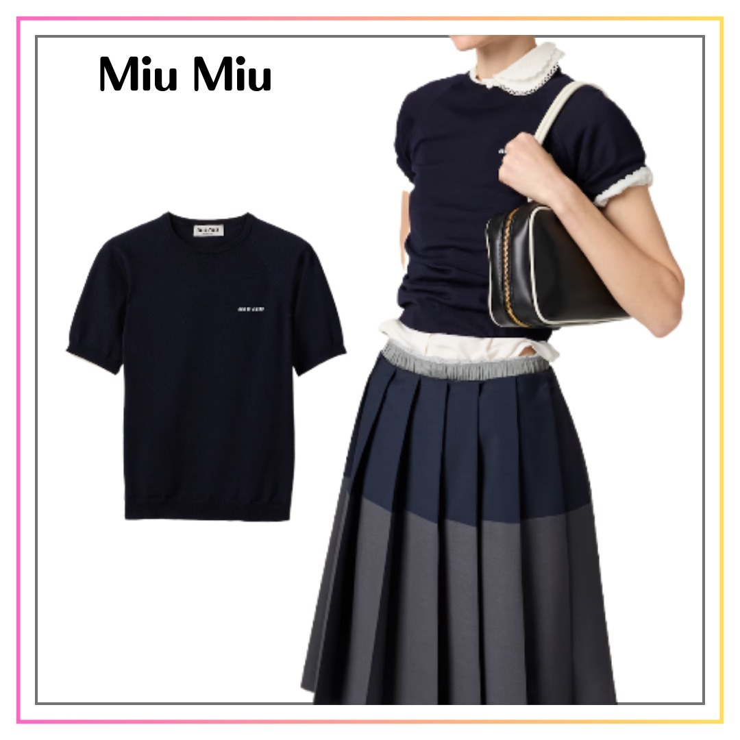 【MIU MIU】ウールクルーネックセーター半袖