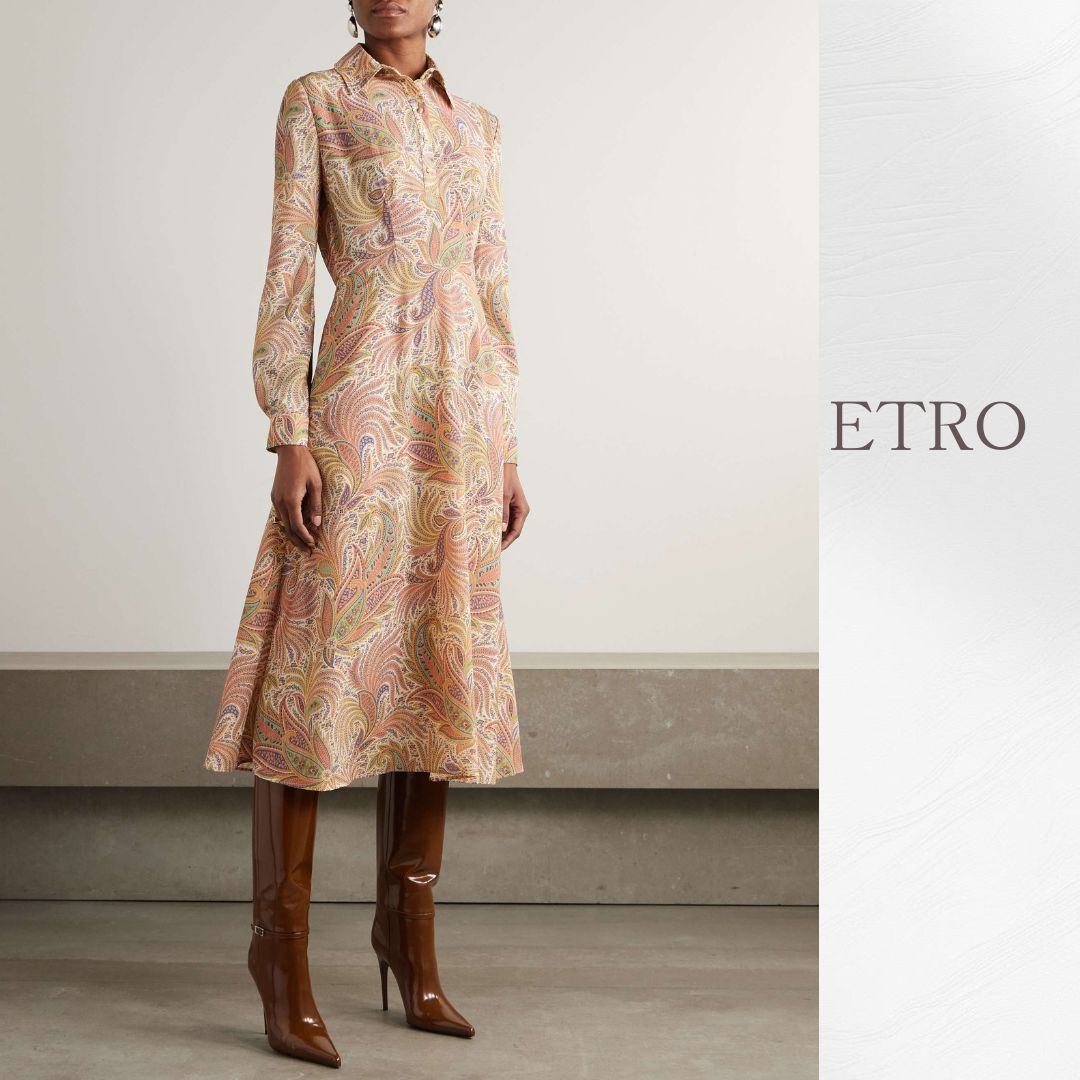 【ETRO】ストレッチクレープ ミディ丈ドレス