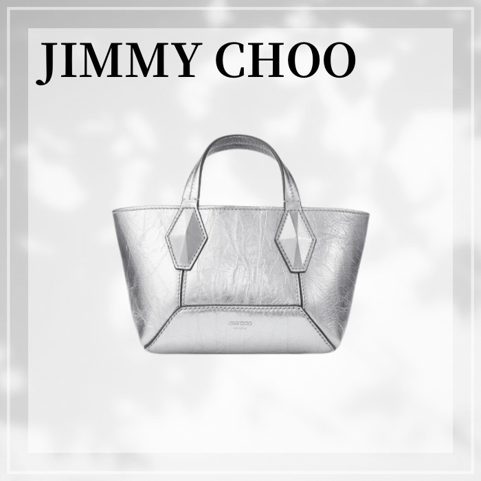 JIMMY CHOO☆ ダイヤモンド トート XS シルバー レザー