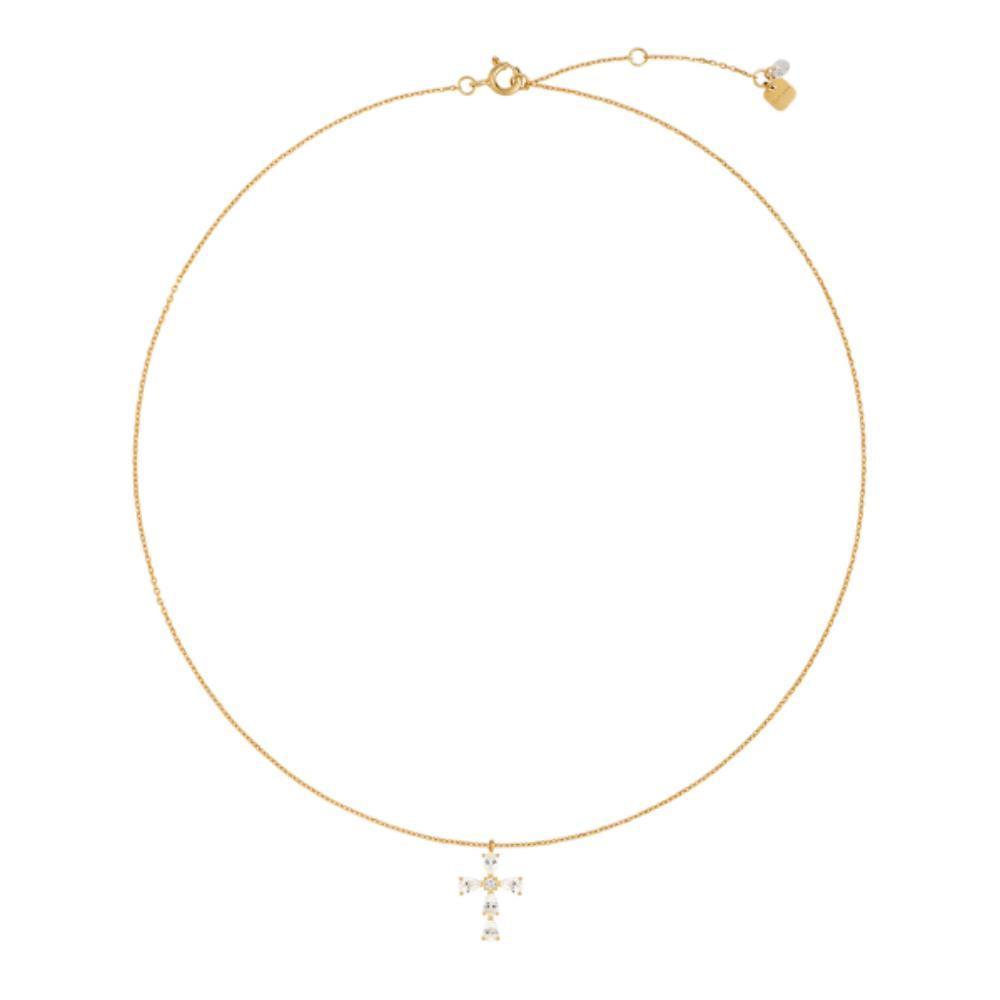 ☆TATIANA☆ Silver 925 Clear Cross Pendant NecklaceNZ1145