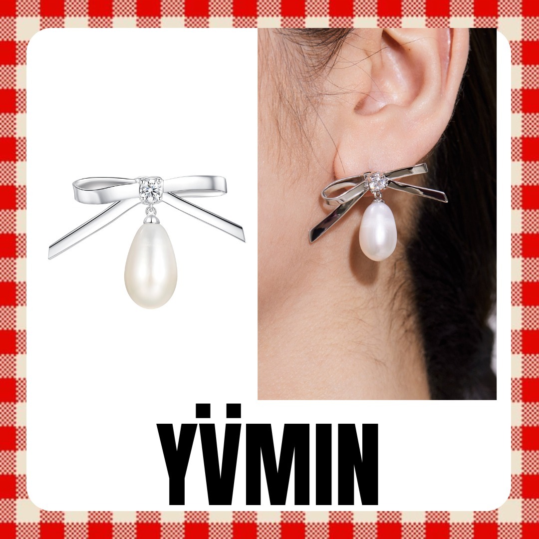 {送料.関税込} リボンドロップパールピアス ペア