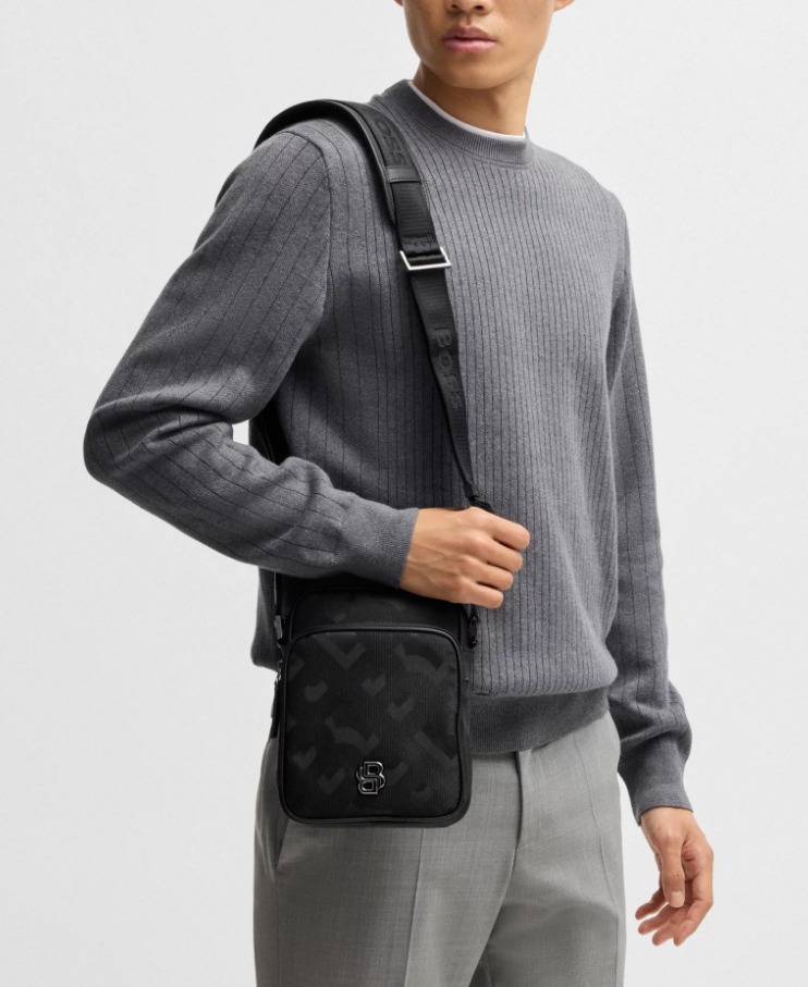 【Hugo Boss】ダブル \"B\" ジャカード レポーター バッグ