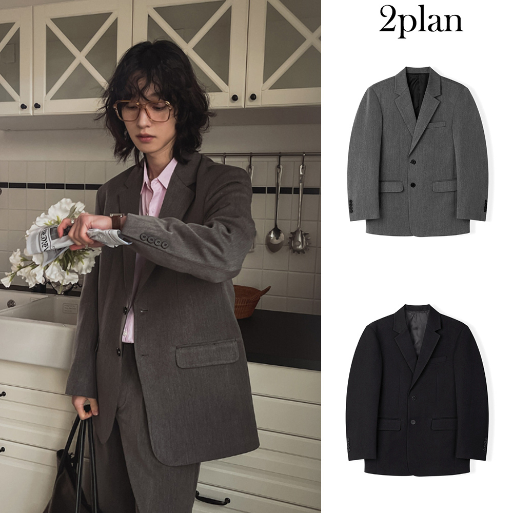 【2plan】Suare single blazer