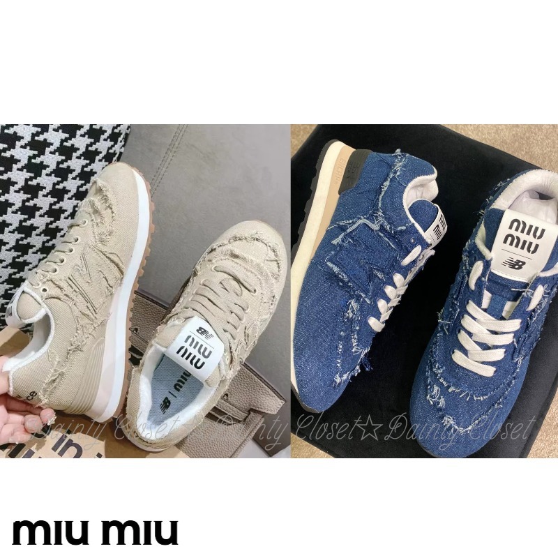 MiuMiu ミュウミュウ スニーカー ×NewBalance 574 デニム ロゴ