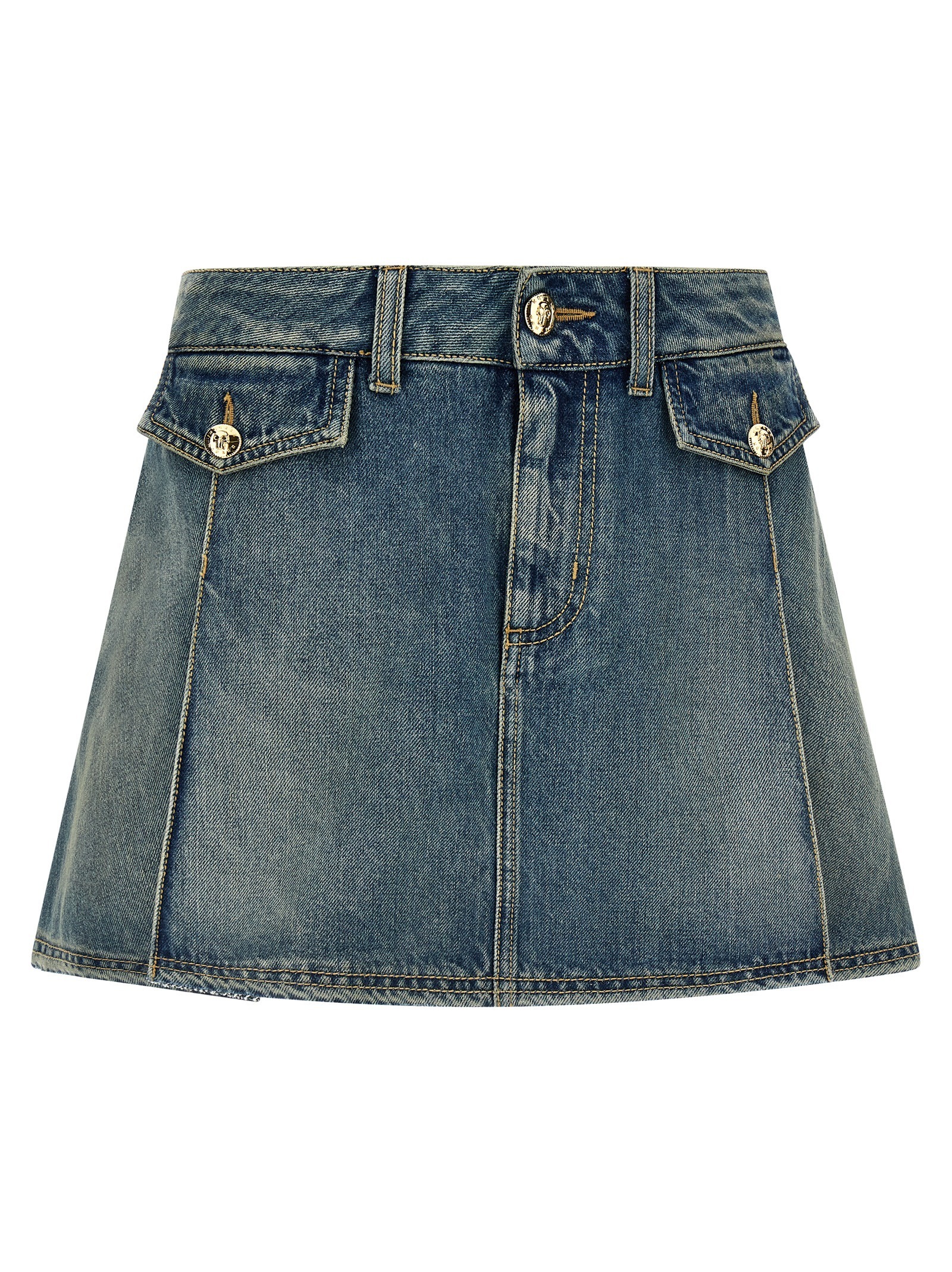 スカート MCQUEEN Denim mini skirt Light Blue