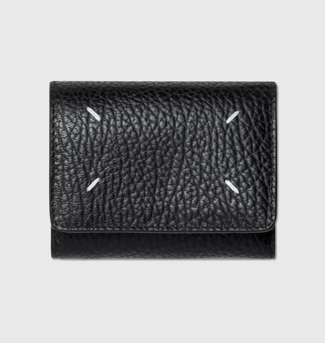 国内発送 Maison Margiela☆ロゴ ステッチ 折りたたみ財布 黒色