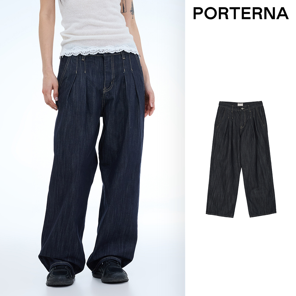 【PORTERNA】Loethe Pintuck Wide Jeans