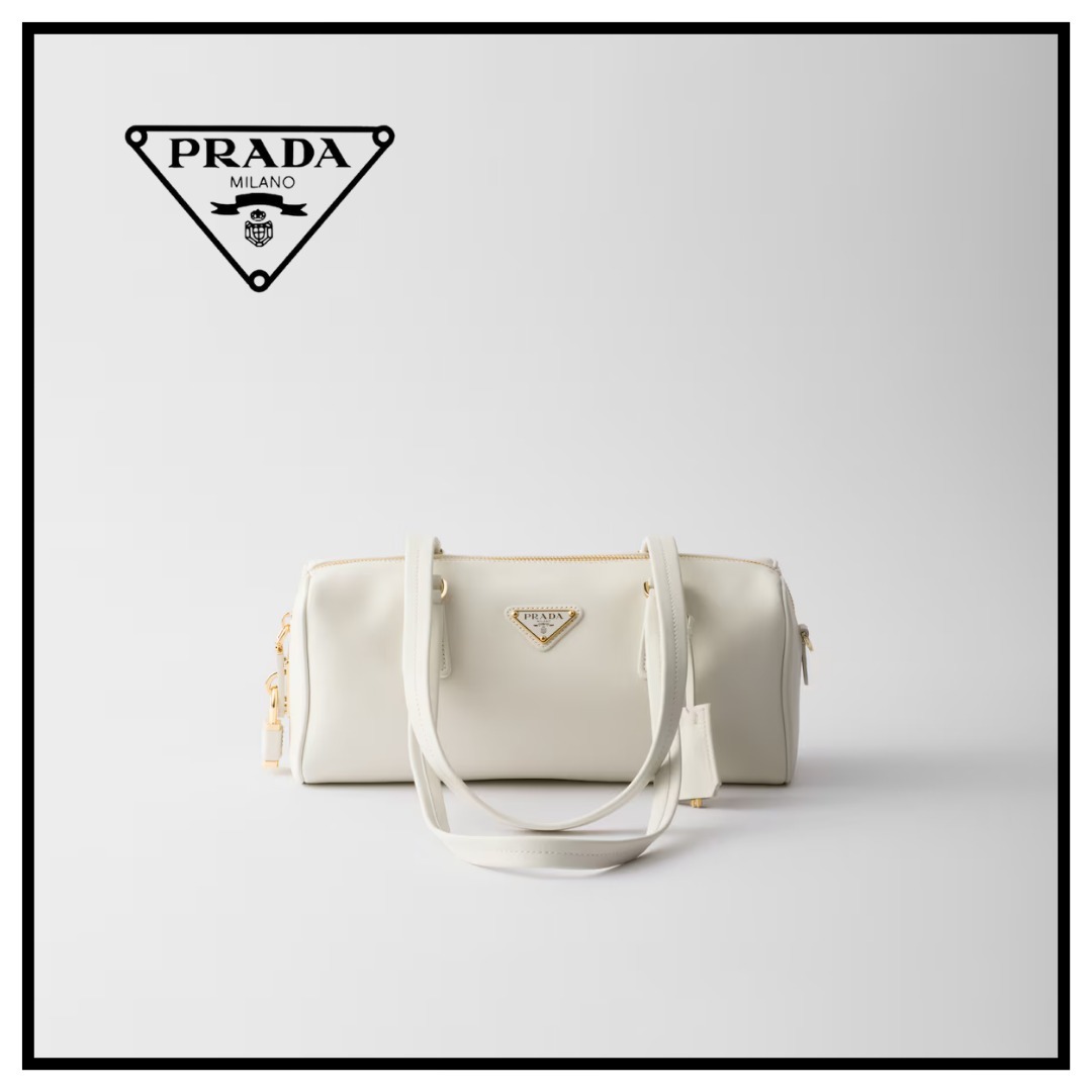 【PRADA】ミディアム レザー トップハンドルバッグ★ホワイト