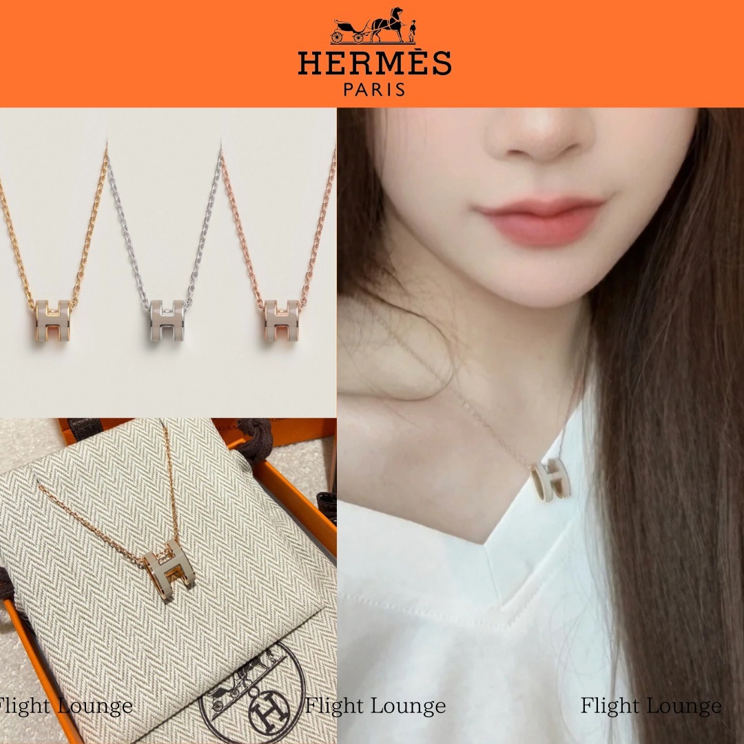 人気色マロン♪ HERMES pop mini ペンダント ネックレス