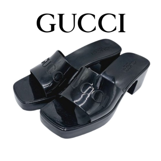 サンダル・ミュール [GUCCI] Women's Logo Rubber Slide Sandals