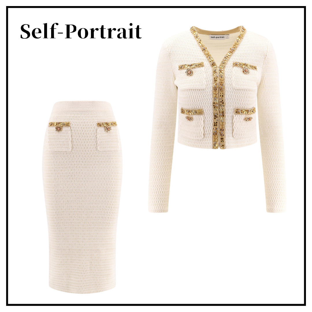 世界有名な 関税込【SELF PORTRAIT】Lurex Knitted ビジュー セットアップ ワンピース