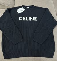 size L★SALE★メンズCELINE★ロゴ入りリブ編みニットブラック