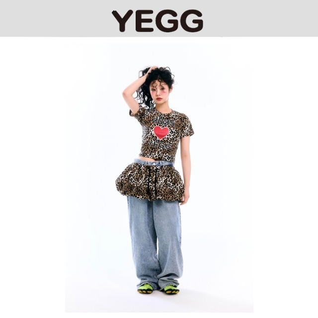 【YEGG】 Leopard heart Tee