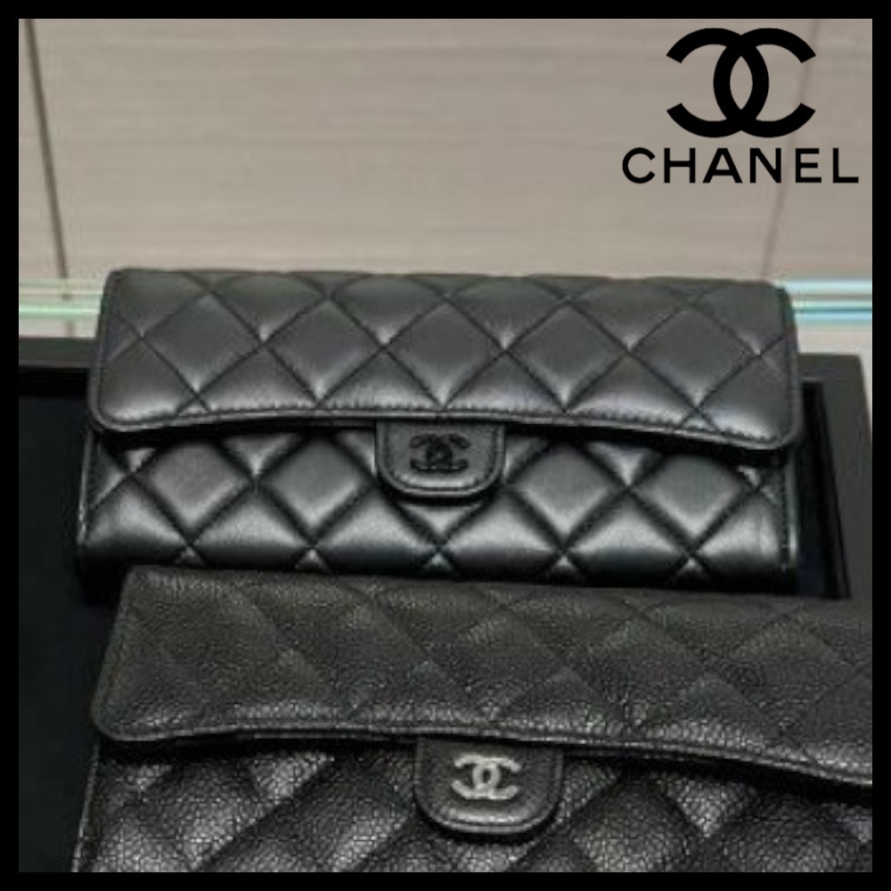 【シンプルデザイン♪】CHANEL ロングフラップウォレット