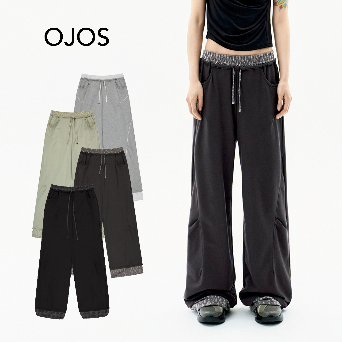 パンツ OJOS : 25SS / Double-Waisted Jersey Pants (4colors)