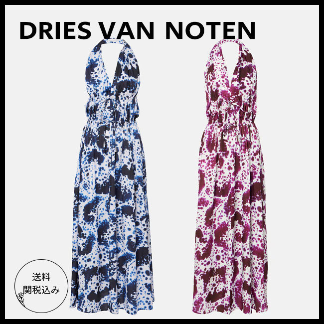 送料関税込【Dries Van Noten】プリントマキシドレス