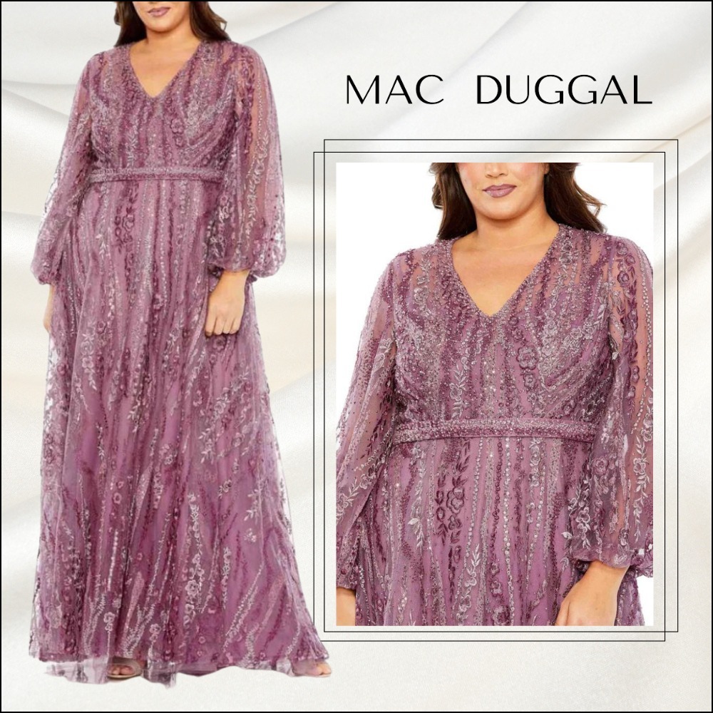 関税送料込【MAC DUGGAL】ロング ドレス ラインストーン ピンク