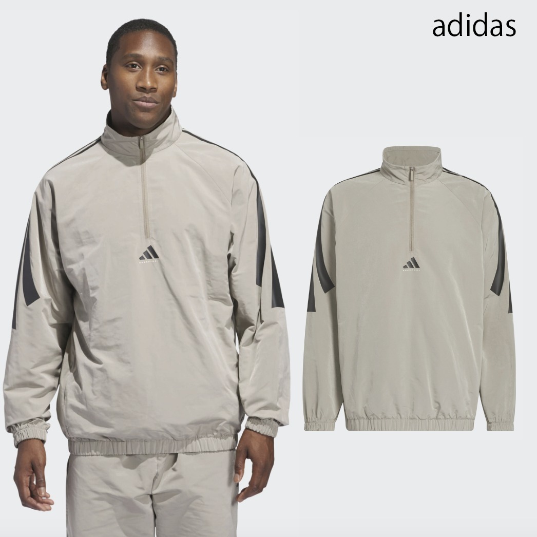 [ADIDAS] ハーフジップ ウーブン バスケットボール ベージュ