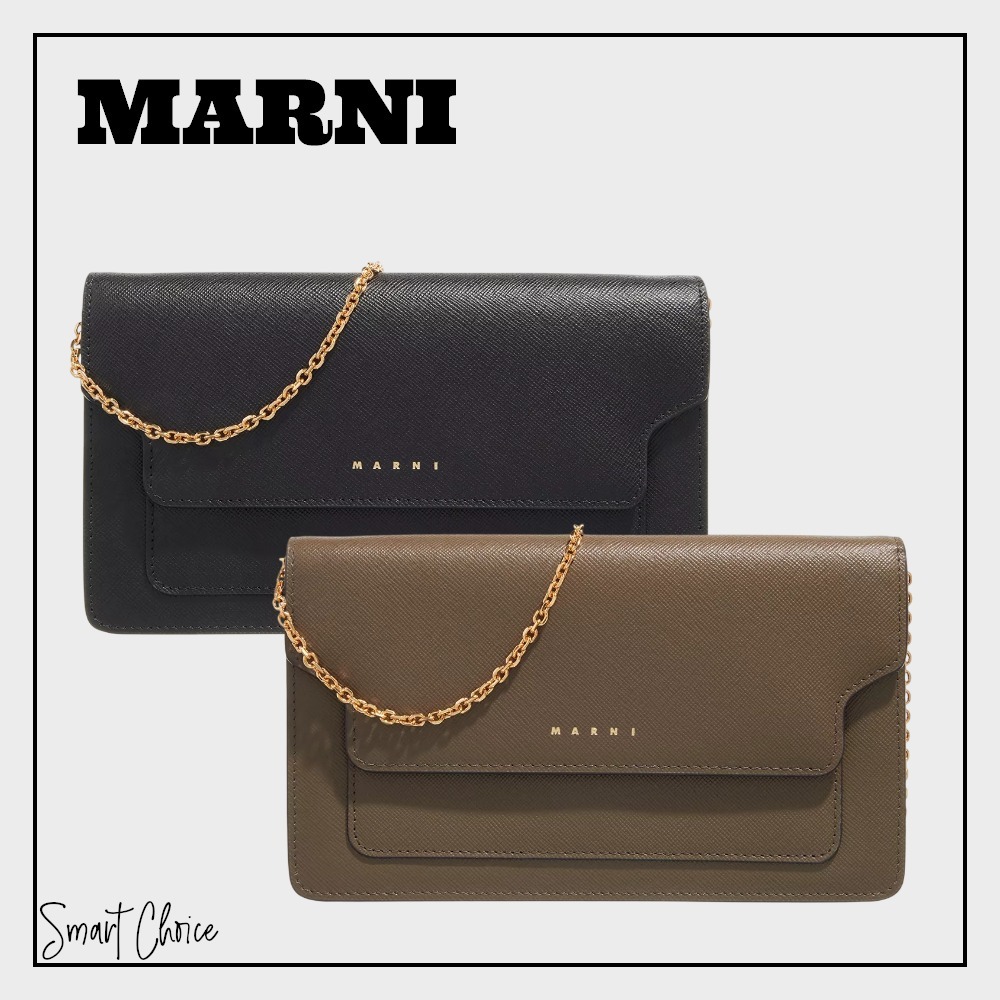 【Marni】サフィアーノレザー ショルダーチェーン 長財布