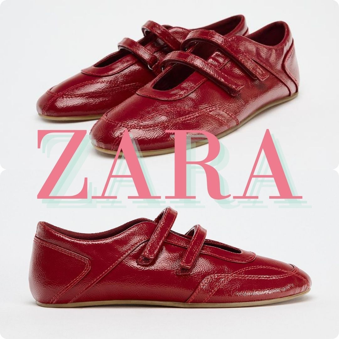 ZARA ダブルストラップ エナメルバレリーナシューズ 5205/510