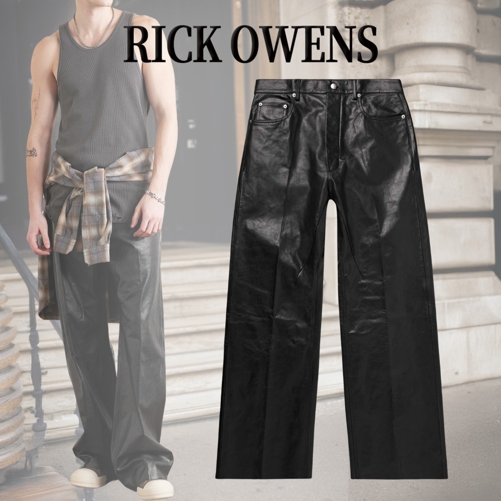 【究極のパンツ】RICK OWENS ワイドレッグ レザーパンツ