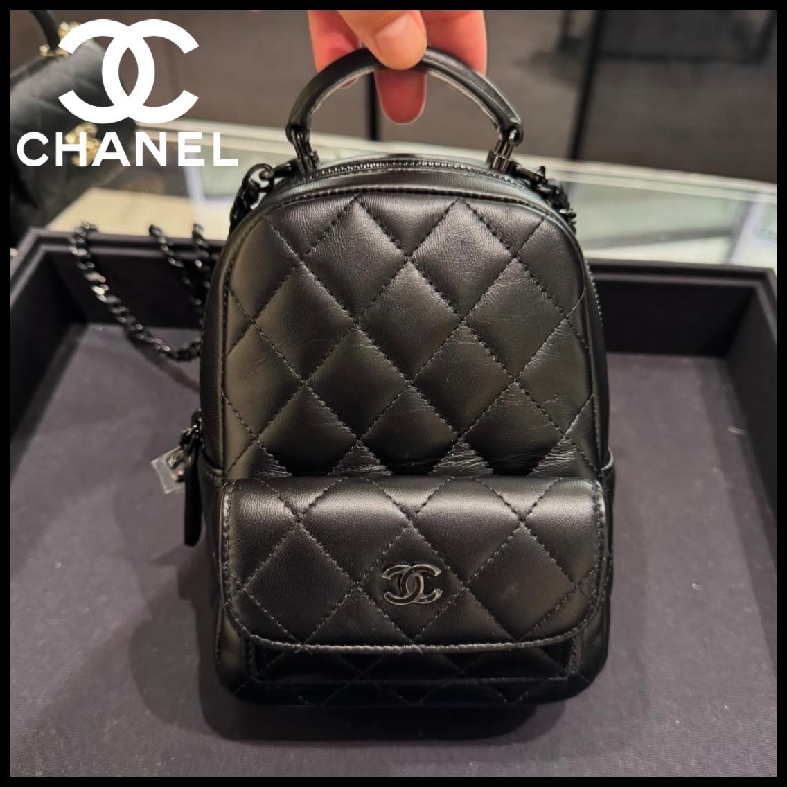 SO BLACK♪【CHANEL】25P クラシック ミニ バックパック