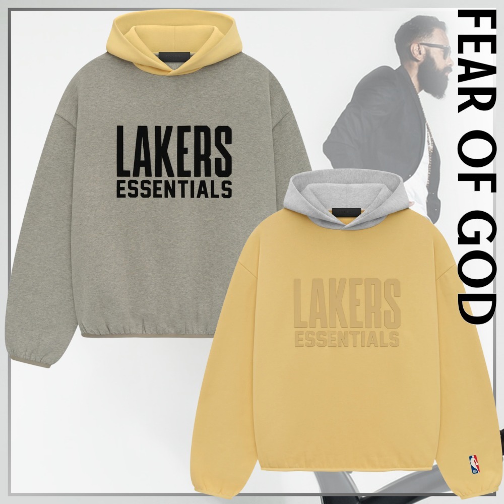 大人気★レイカーズ Fear of God Essentials NBA パーカー ロゴ