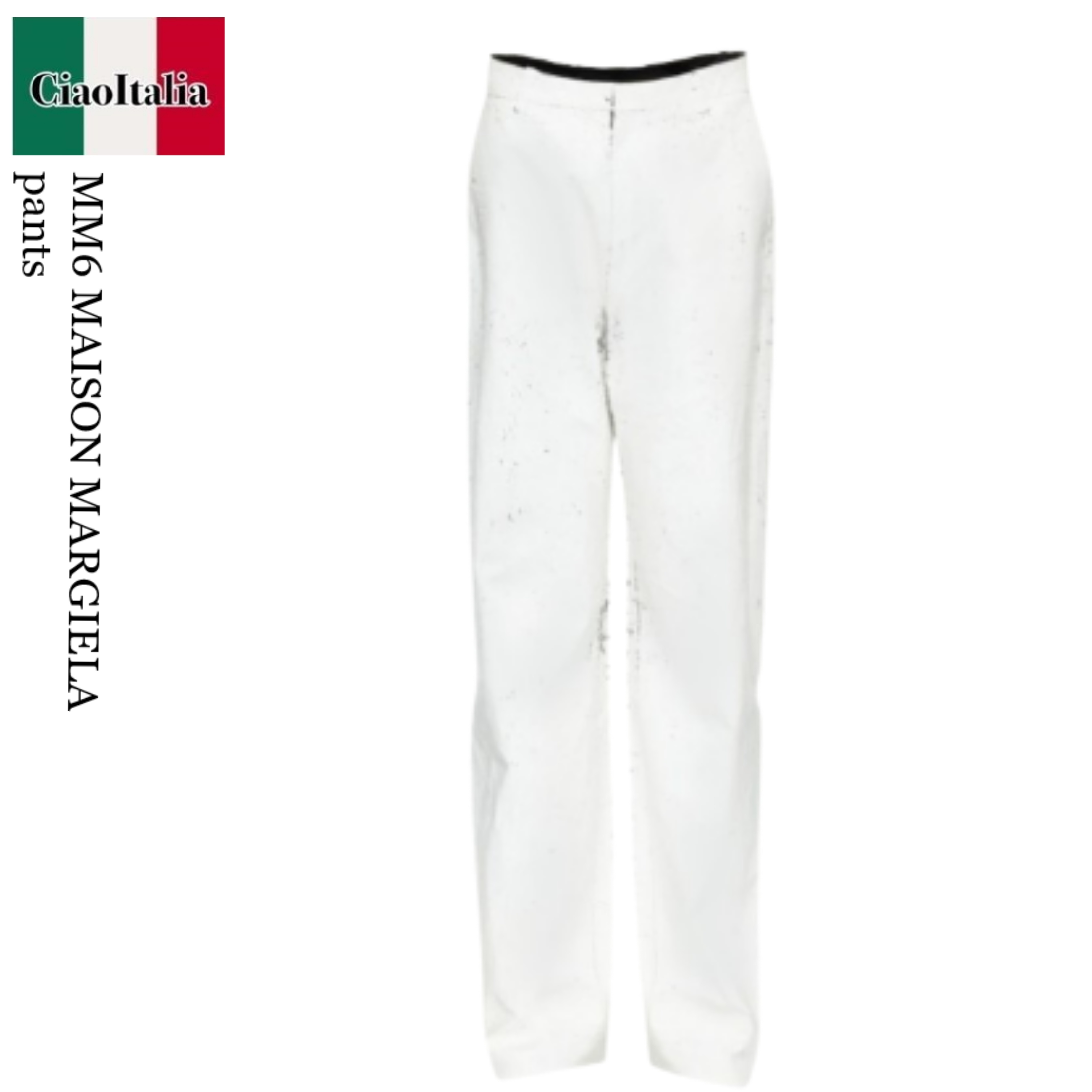 パンツ Mm6 Maison Margiela Bianco Chiusura Frontale Nascosta Due Ta