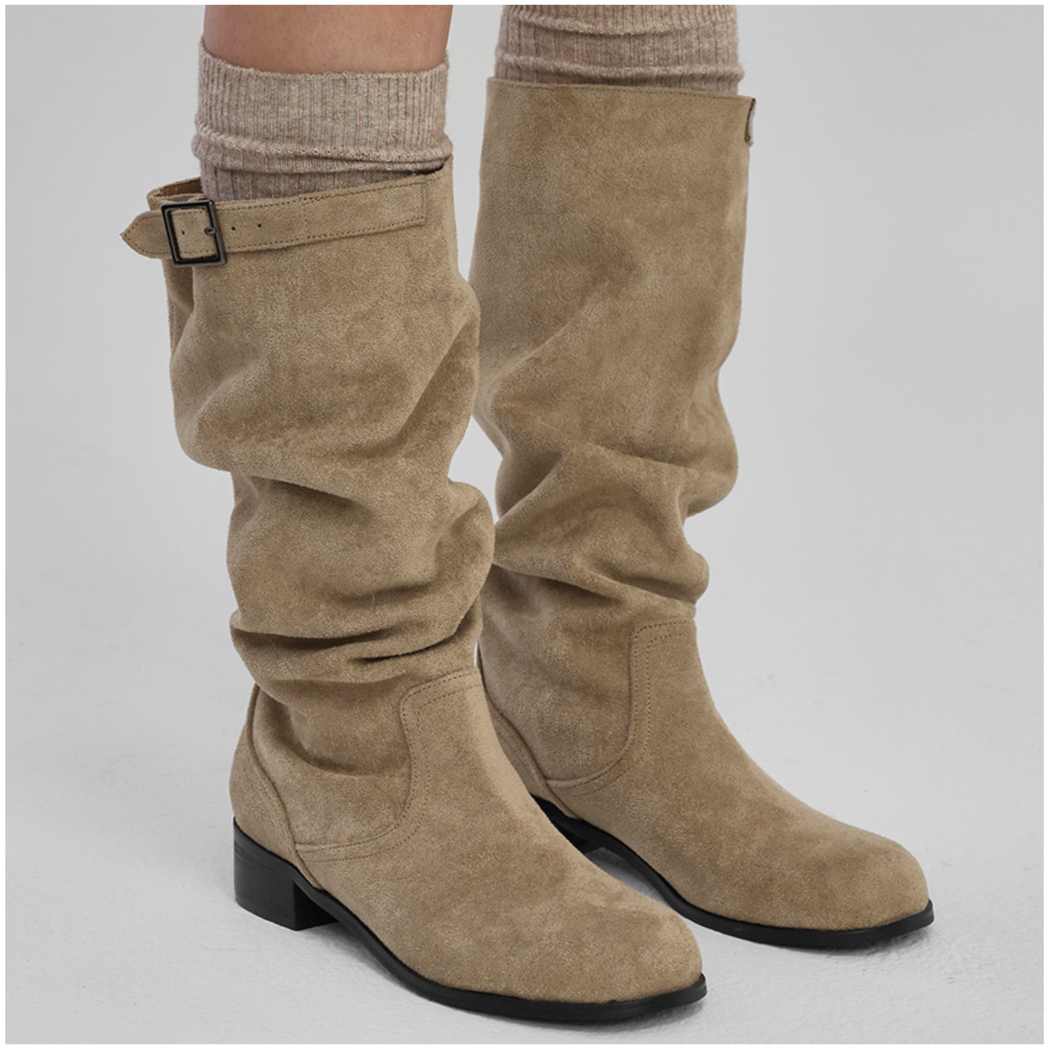 韓国発!【BLACKUP】Dingo Suede Buckle Long Boots