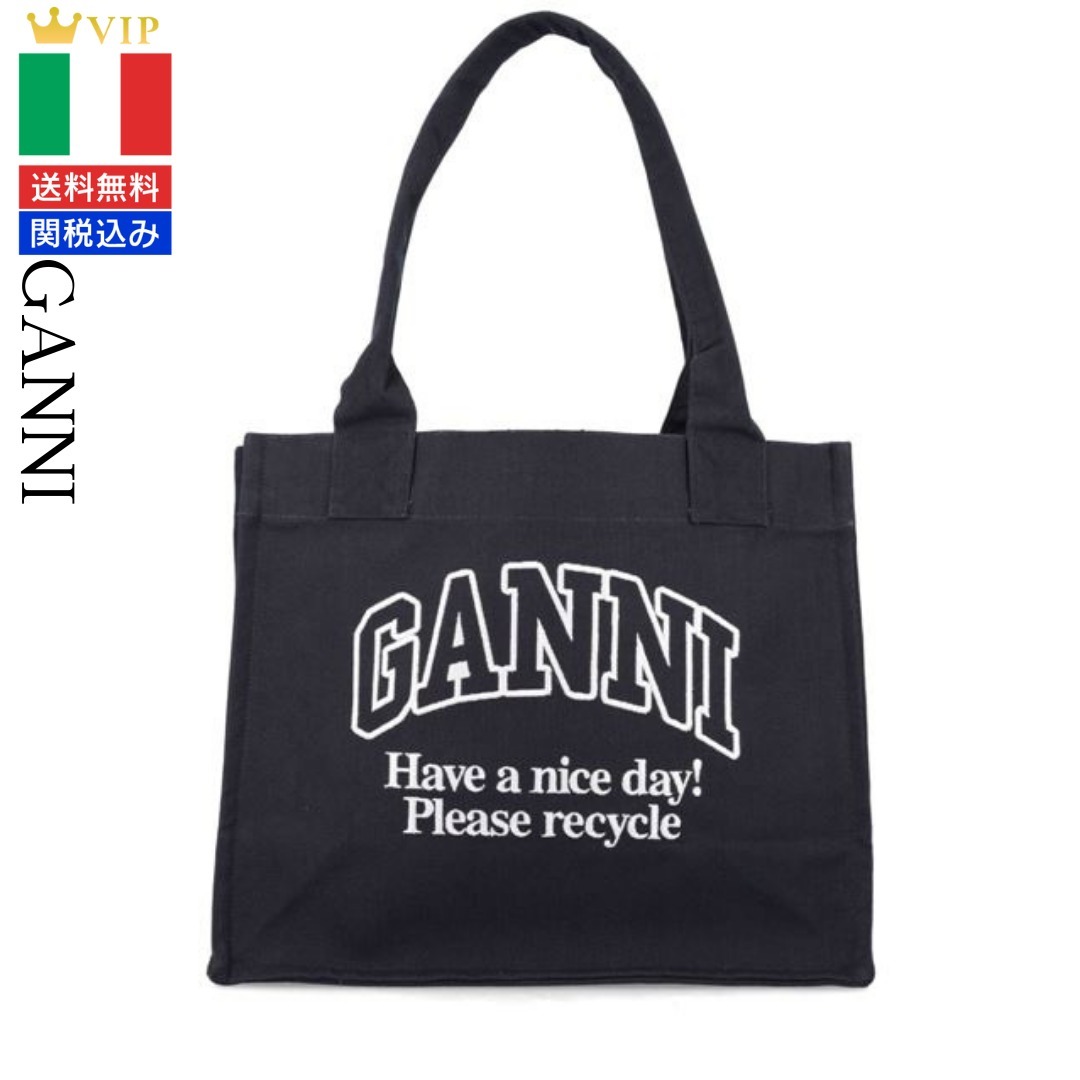 VIP【関税送料無料】希少 GANNI ORGANIC COTTON LARGE TOTE BAG