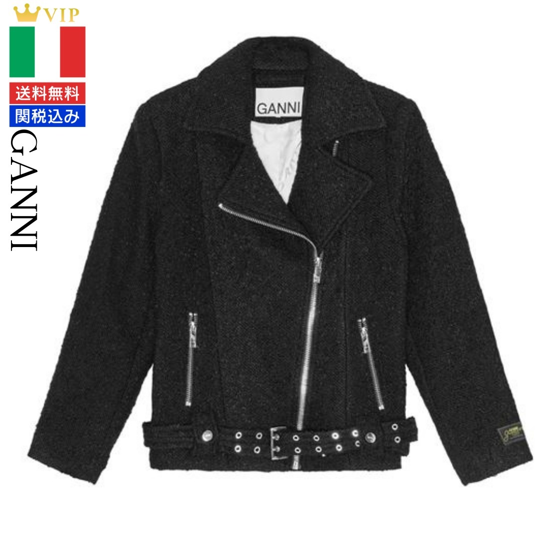 VIP【関税送料無料】希少 GANNI BOUCLE WOOL BIKER JACKET