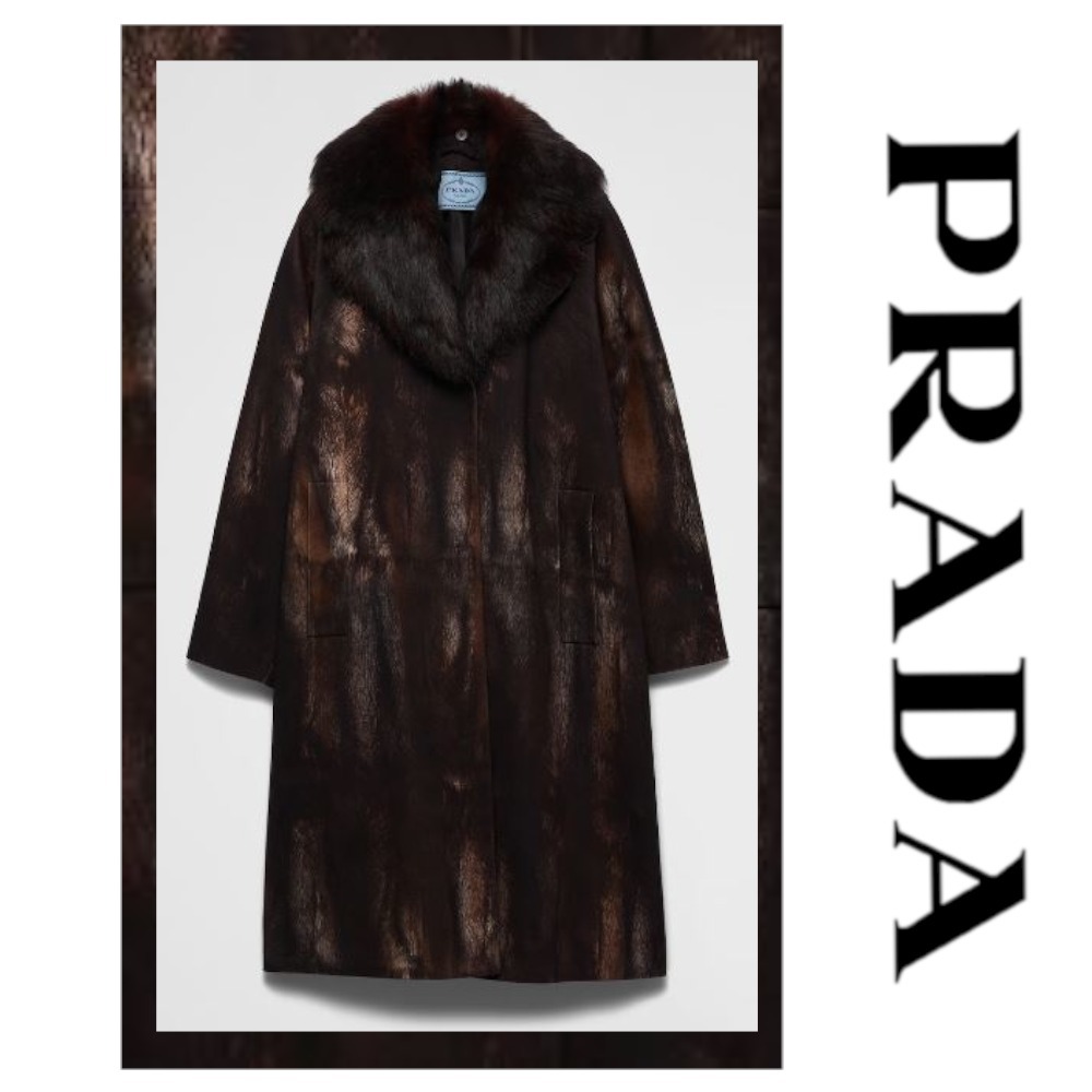 注目の新作♪【PRADA】シングルブレスト プリントドリル コート
