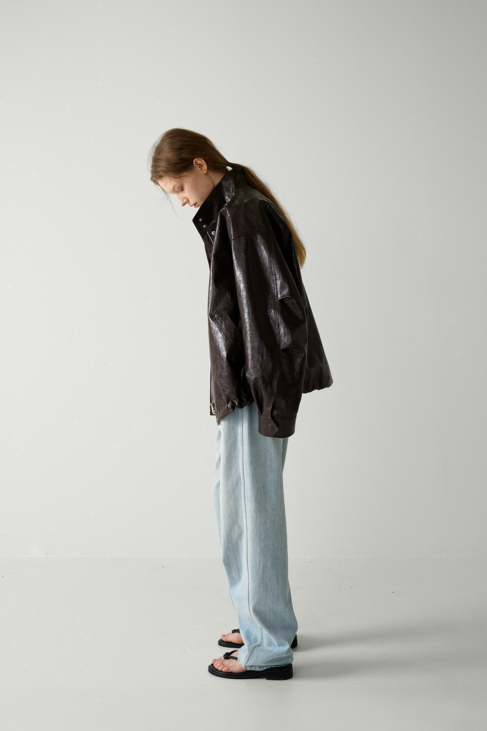 FACADE PATTERN ♥ Overfit leather jumper /追跡付 (FACADE