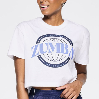 ズンバ Zumba Out Loud Crew Neck Crop Top Wear It Out White