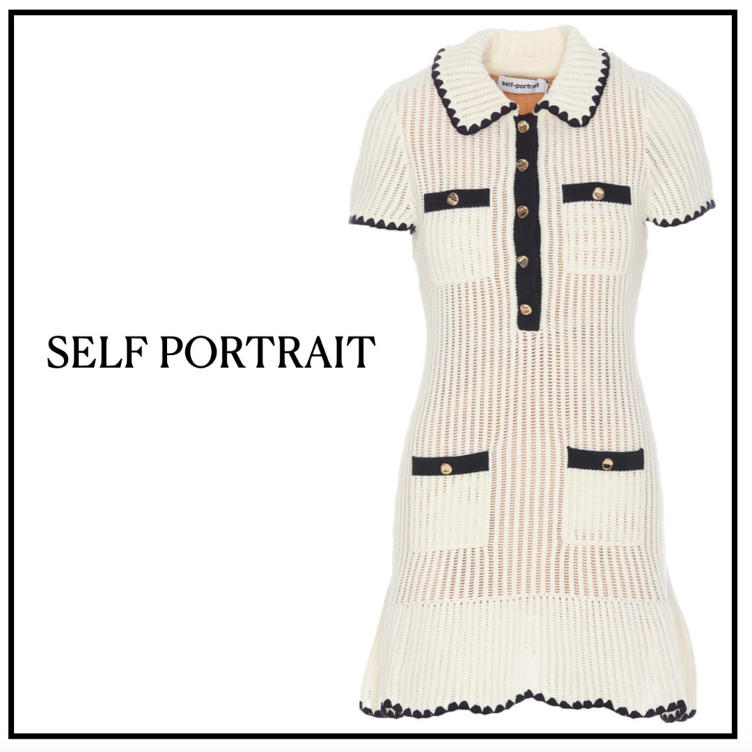 【SELF PORTRAIT】かぎ針編み フレア ミニドレス