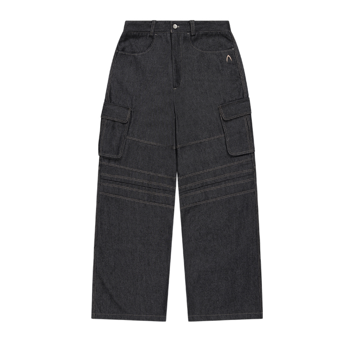 MOMO着用★【AAKAM】Stitched Denim Wide Cargo Pants