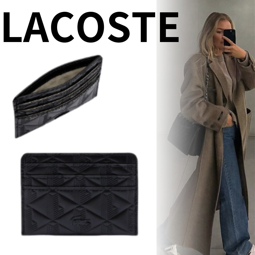 ■LACOSTE■マヘキ エンボスレザーカードホルダー