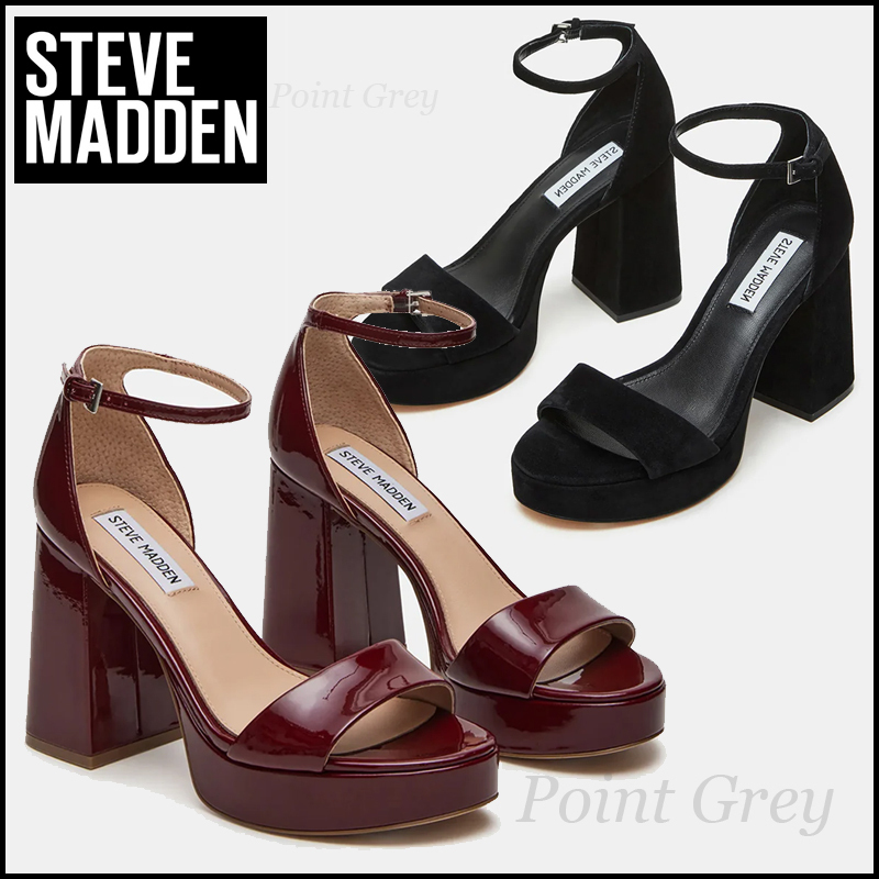 Steve Madden☆ エナメル＆スエード・プラットフォームサンダル