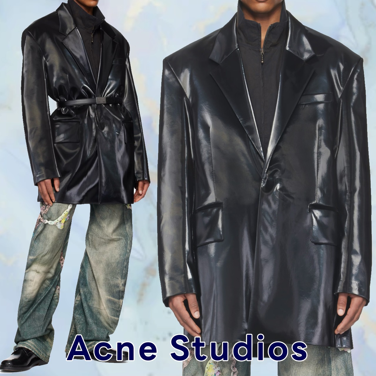 大人メンズコーデに【Acne Studios】Glossed シングルジャケット