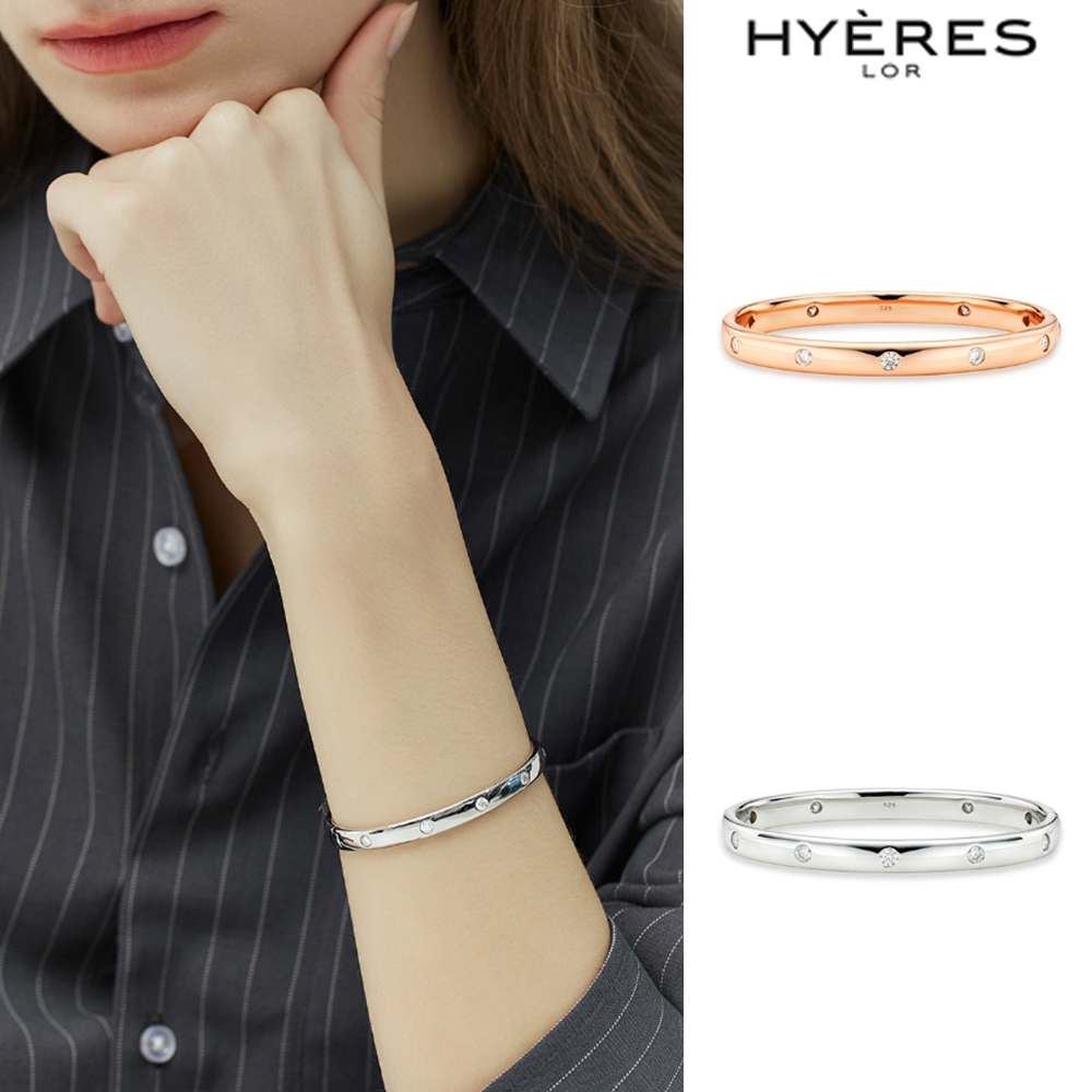 【HYERES LOR】25SS★ Silver Moissanite Accent Chunky Bangle