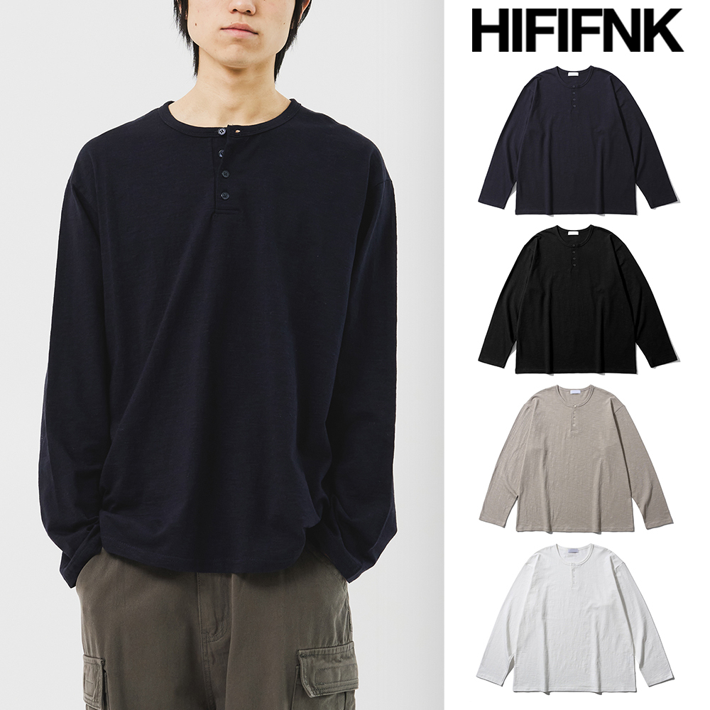 【HI FI FNK】Slab Cotton Henley Top