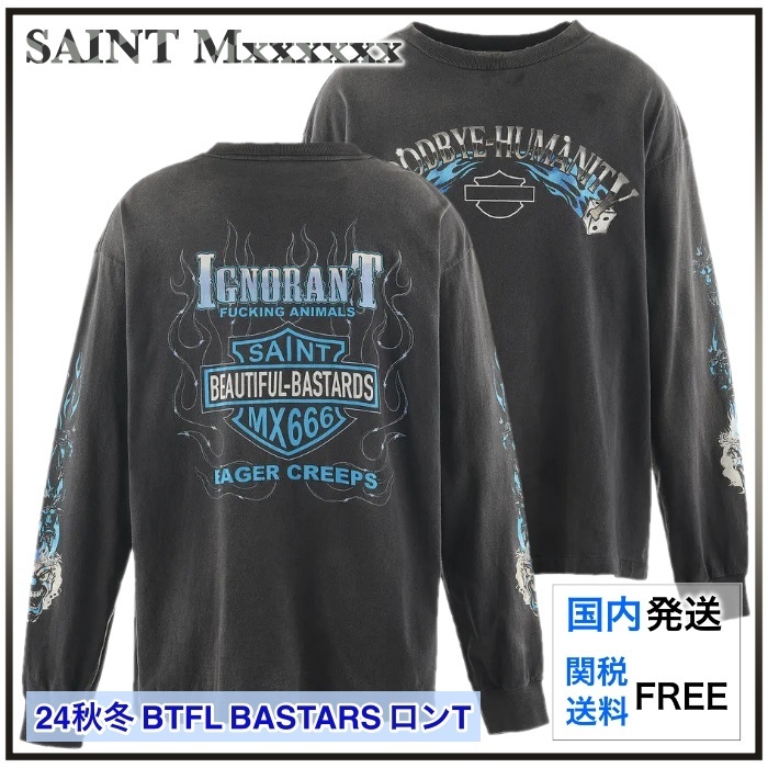 【国内買付】SAINT Mxxxxxx LS TEE/BTFL BASTARS ロンT ロゴ