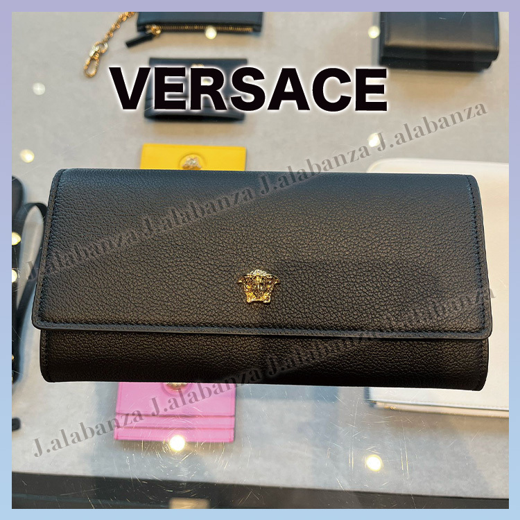 ヴェルサーチェ☆メデューサ ブラックレザー長財布