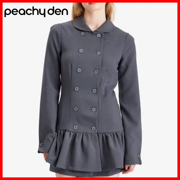 peachy den ロゴ Romy ダブルブレスト 長袖 ミニワンピース
