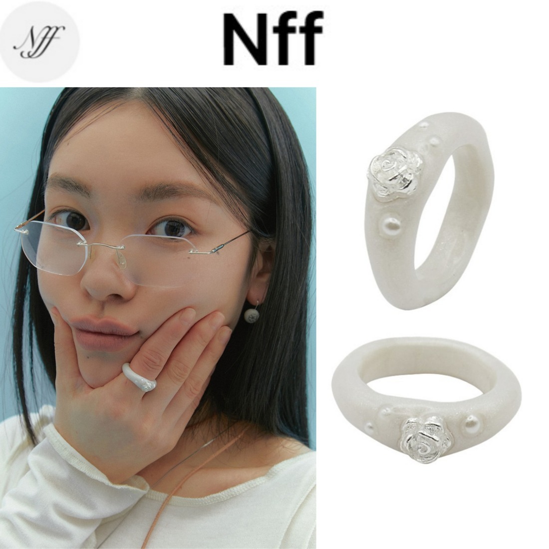 [韓国人気ジュエリー] nff Rose Solitaire Ring White
