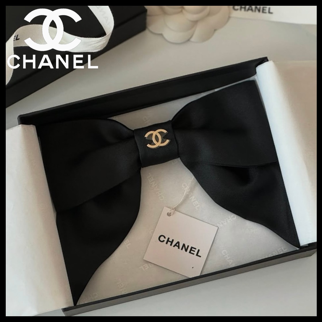 ガーリーなリボンにCCロゴが可愛い♪【CHANEL】ボウ バレッタ
